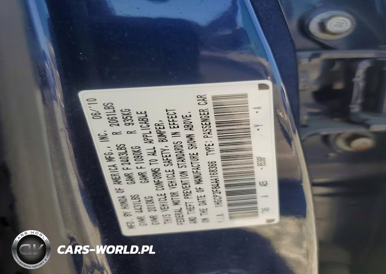 2010 Honda Accord Exl VIN:1HGCP2F84AA168366 - 12