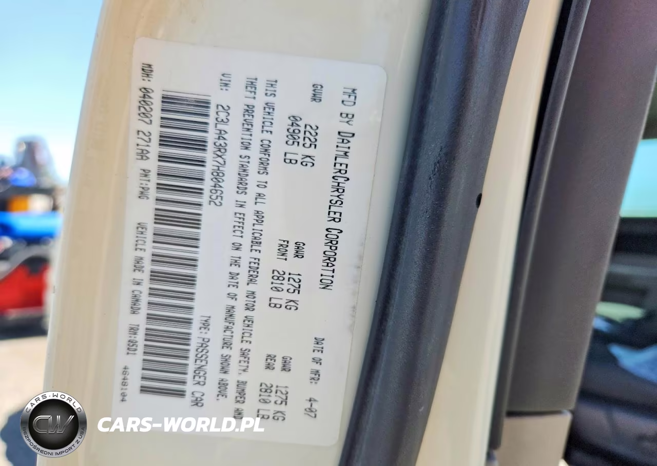 2007 Chrysler 300 VIN:2C3LA43RX7H804652 - 12