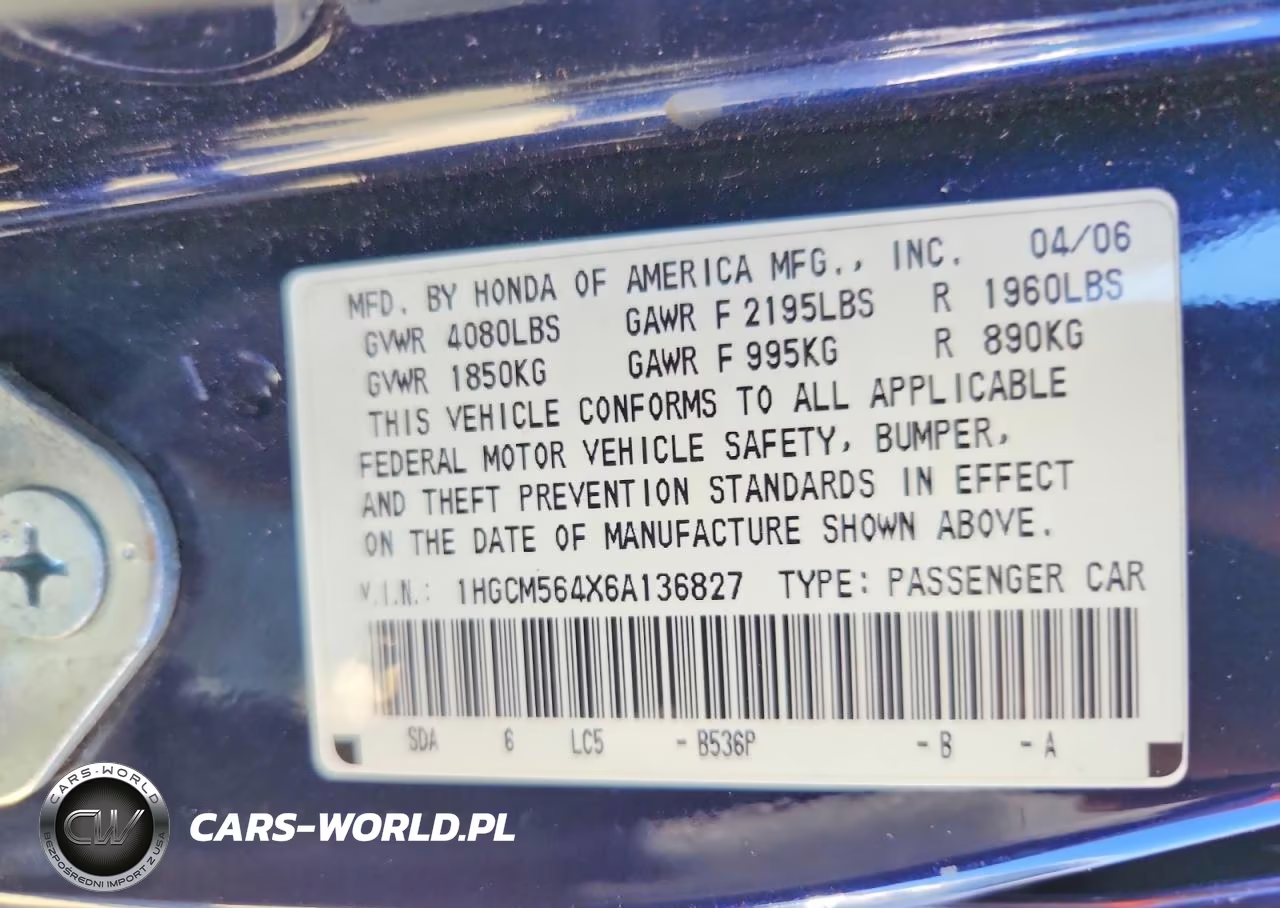2006 Honda Accord Lx VIN:1HGCM564X6A136827 - 12