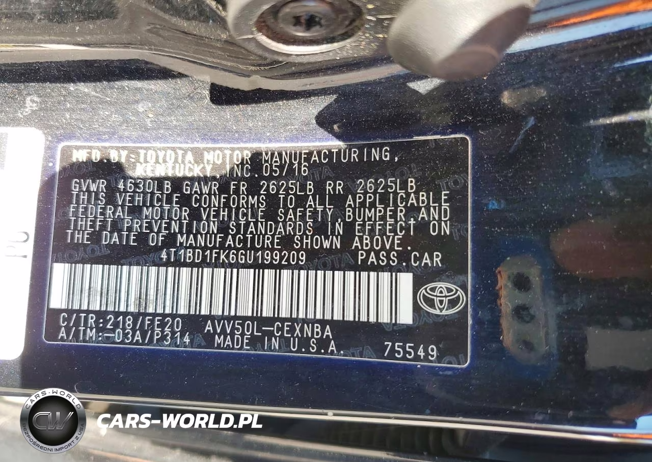 2016 Toyota Camry Hybrid Le VIN:4T1BD1FK6GU199209 - 12