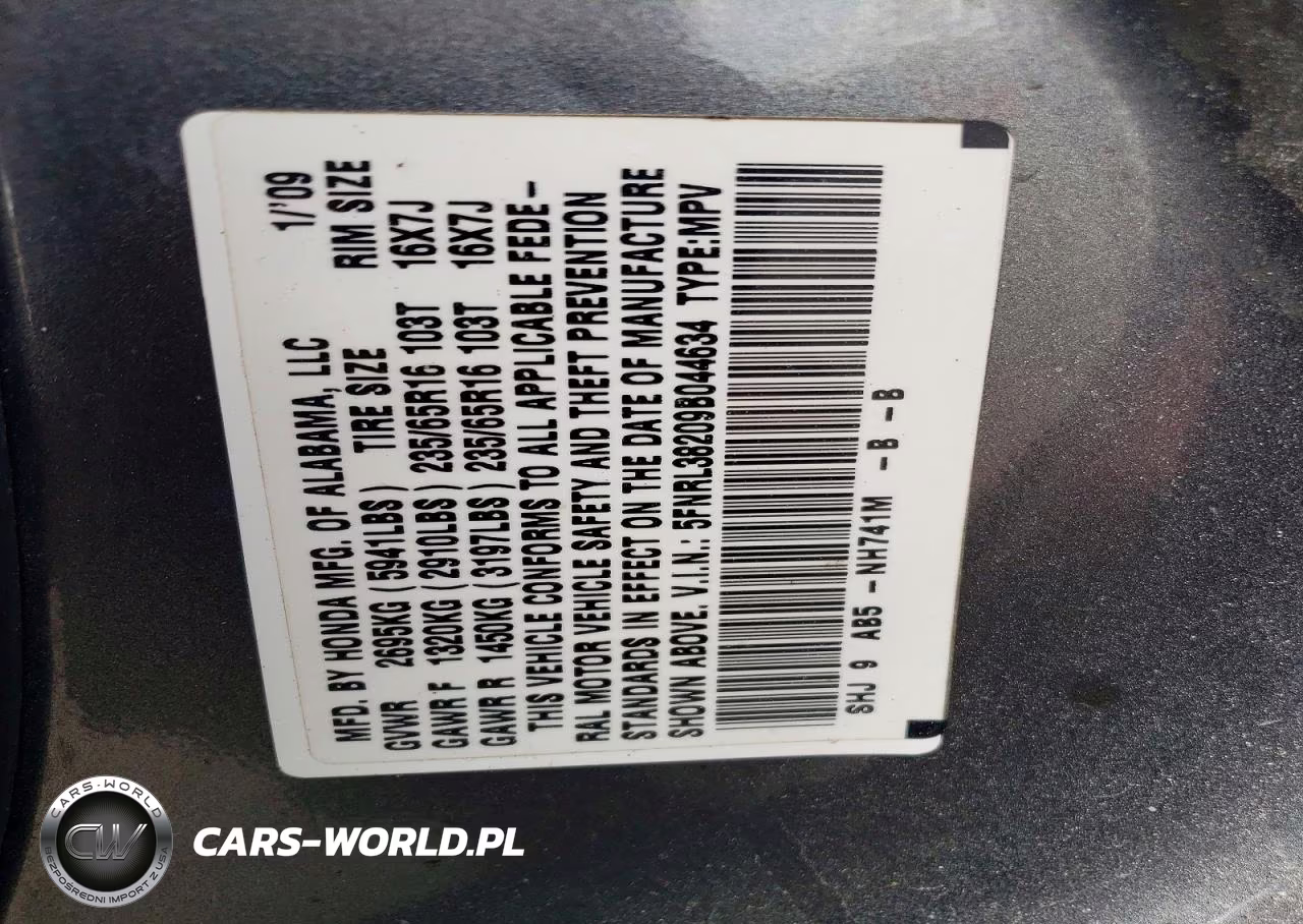 2009 Honda Odyssey Lx VIN:5FNRL38209B044634 - 13