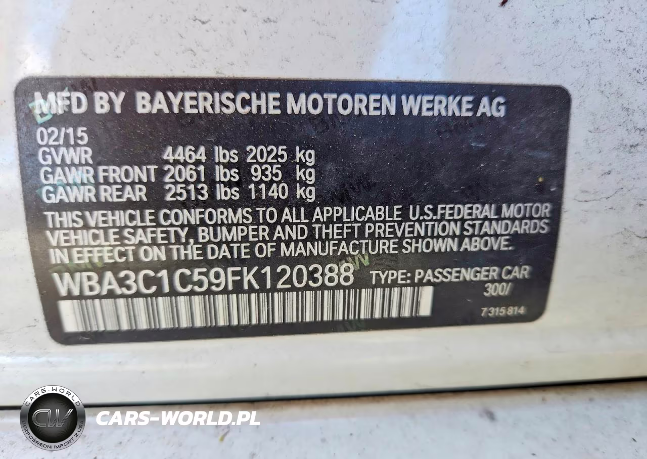 2015 BMW 328 I Sulev VIN:WBA3C1C59FK120388 - 13