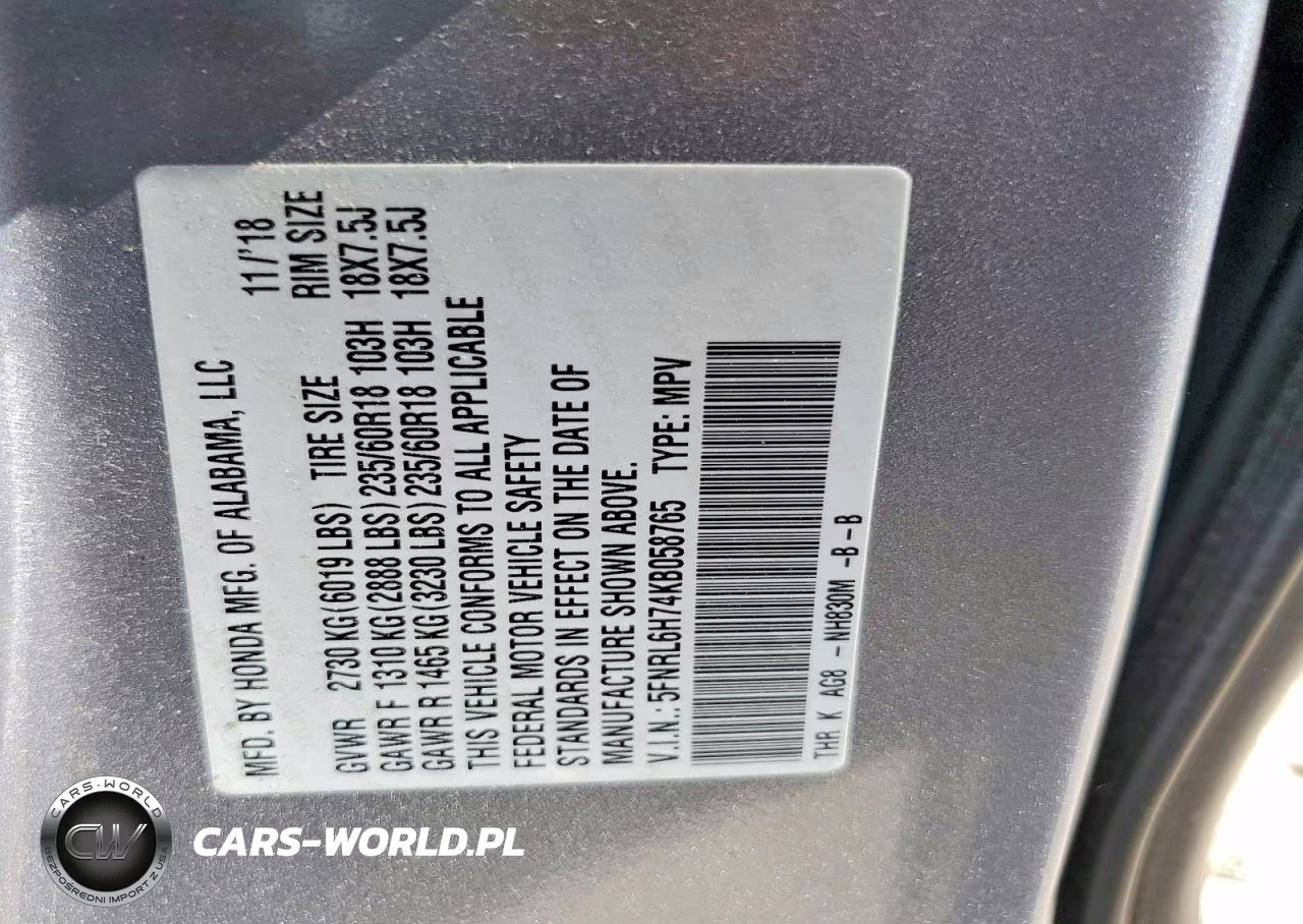 2019 Honda Odyssey Exl VIN:5FNRL6H74KB058765 - 13