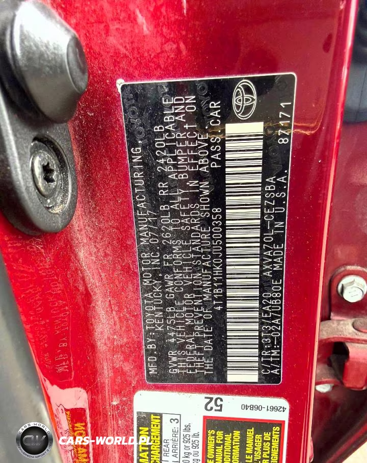 2018 Toyota Camry Se VIN:4T1B11HK0JU500358 - 10