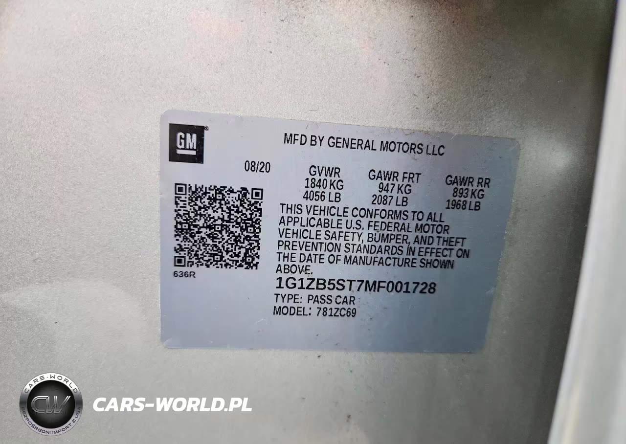 2021 Chevrolet Malibu Ls VIN:1G1ZB5ST7MF001728 - 12