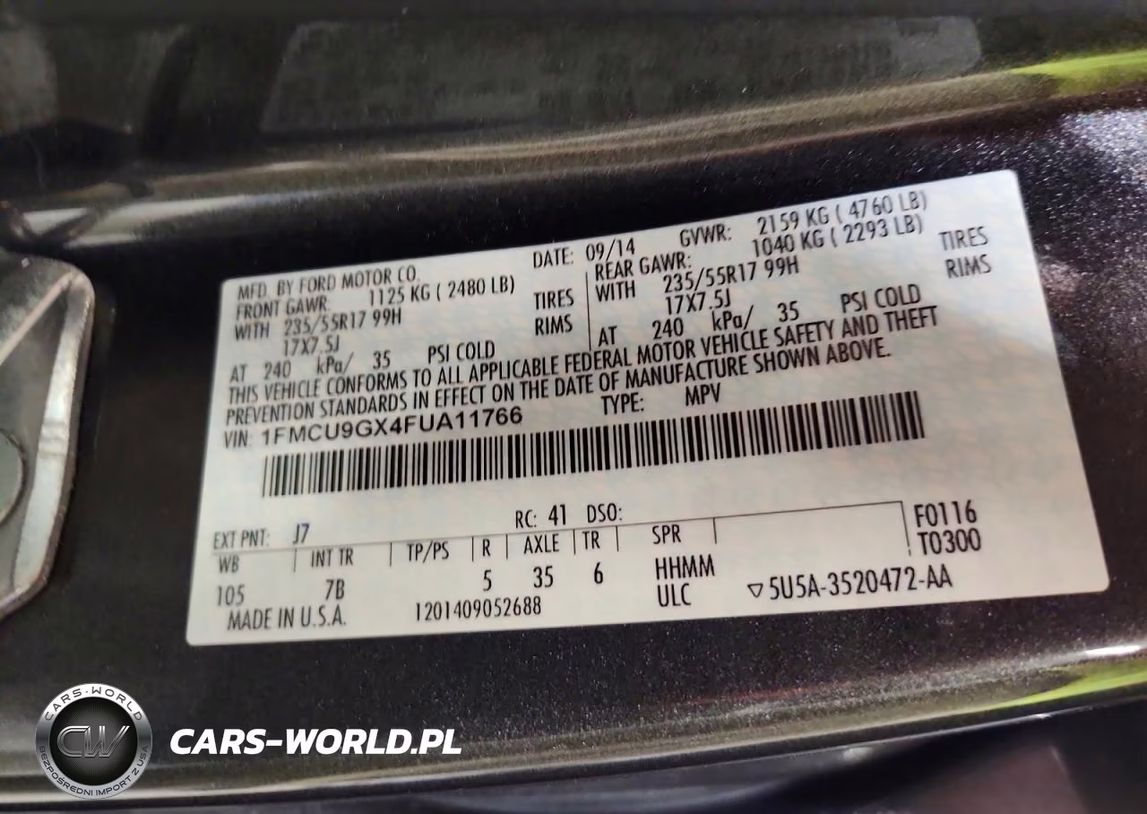 2015 Ford Escape Se VIN:1FMCU9GX4FUA11766 - 13