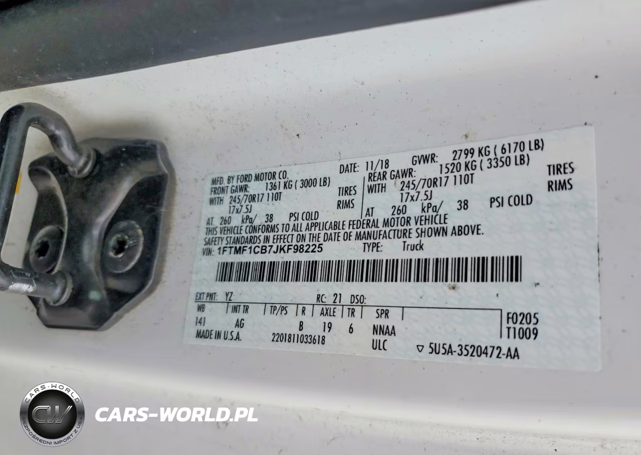 2018 Ford F150 VIN:1FTMF1CB7JKF98225 - 12