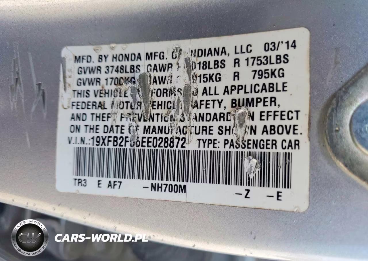 2014 Honda Civic Lx VIN:19XFB2F56EE028872 - 12
