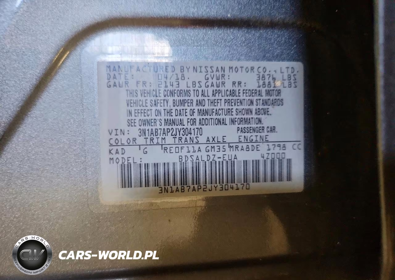 2018 Nissan Sentra Sv VIN:3N1AB7AP2JY304170 - 12