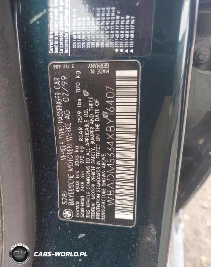 1999 BMW 528 I VIN:WBADM5334XBY16407 - 12