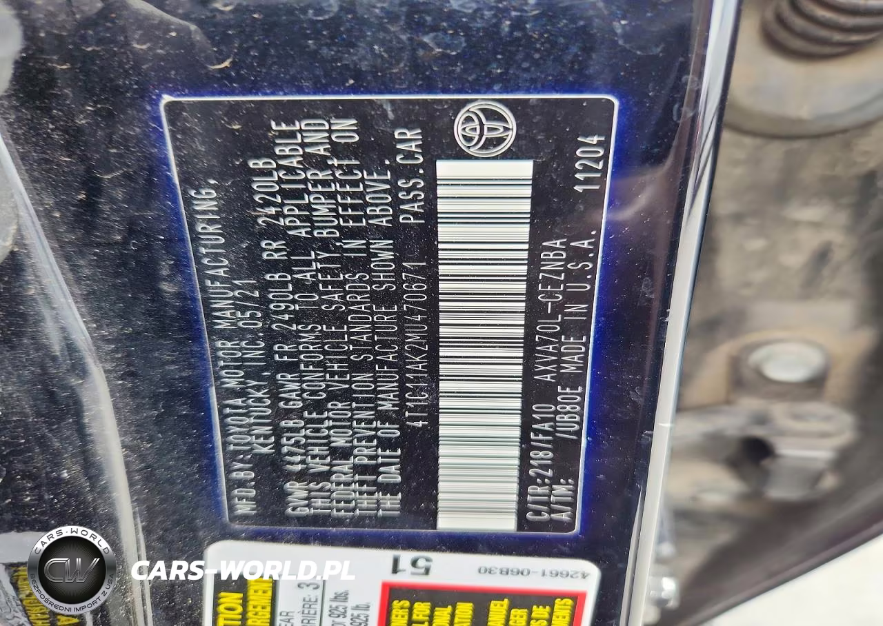 2021 Toyota Camry Le VIN:4T1C11AK2MU470671 - 12