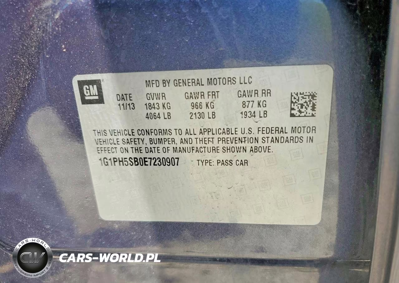 2014 Chevrolet Cruze Eco VIN:1G1PH5SB0E7230907 - 12
