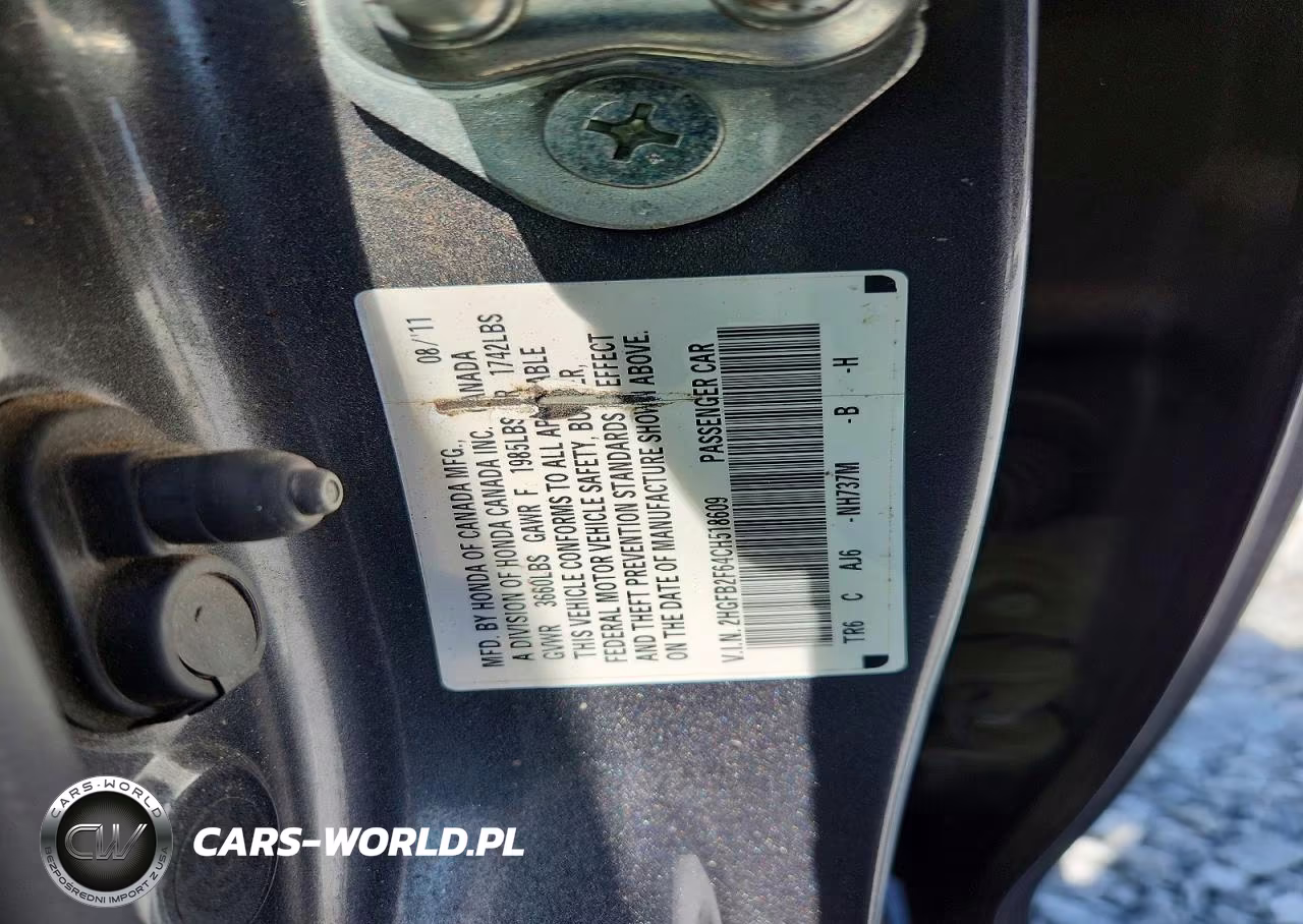 2012 Honda Civic Hf VIN:2HGFB2F64CH518609 - 12