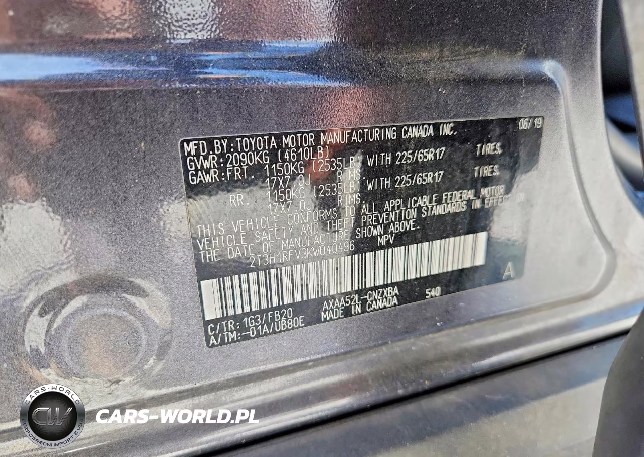 2019 Toyota Rav4 Le VIN:2T3H1RFV3KW040496 - 13