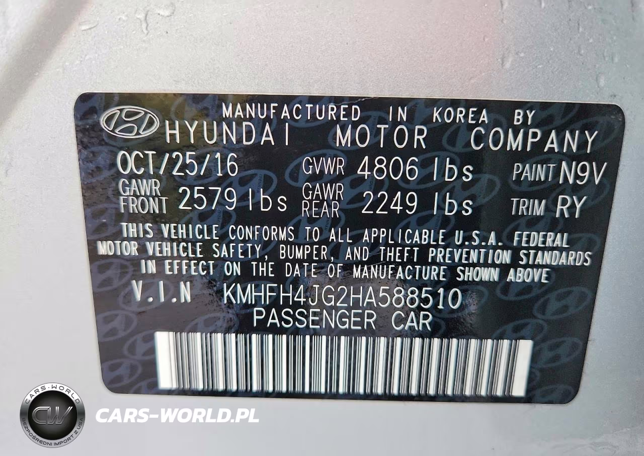 HYUNDAI AZERA LIMI VIN:KMHFH4JG2HA588510 - 13