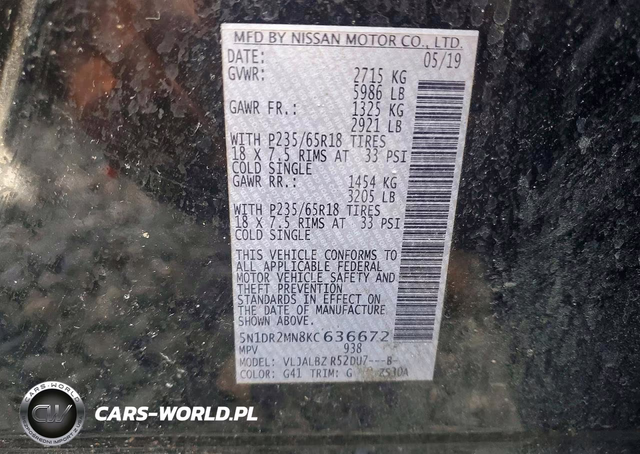 2019 Nissan Pathfinder S VIN:5N1DR2MN8KC636672 - 13