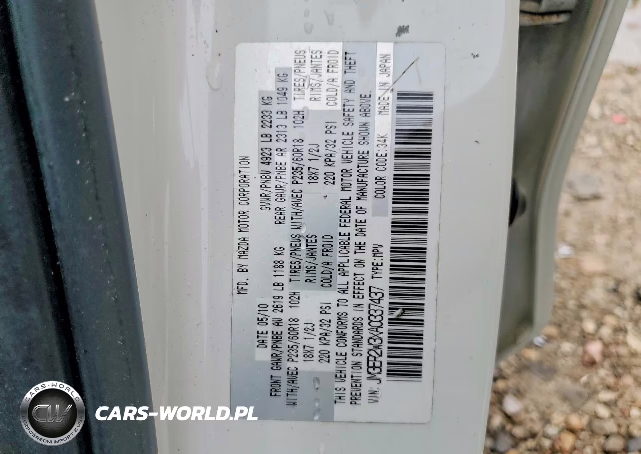 2010 Mazda Cx-7 S Touring VIN:JM3ER2W3XA0337437 - 12