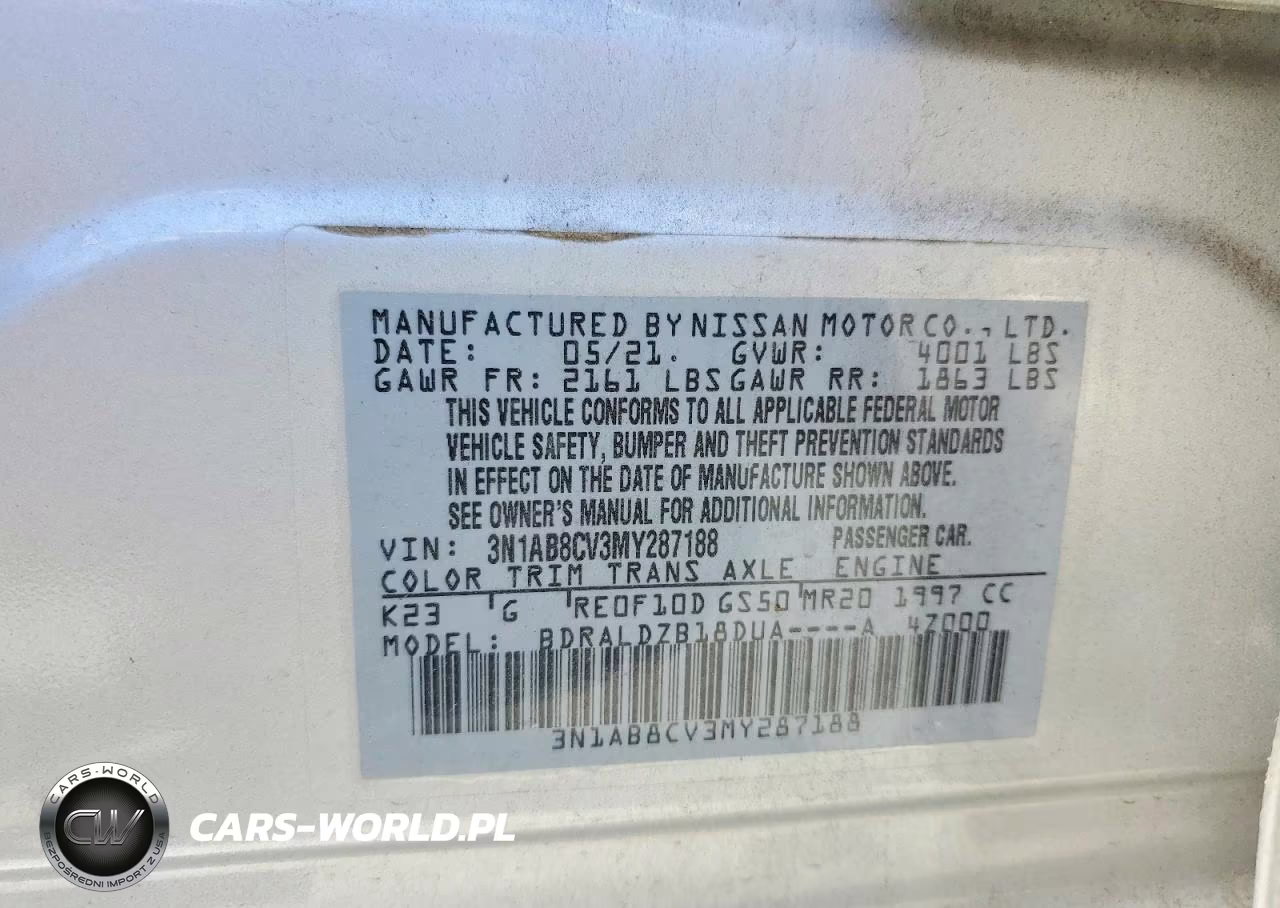 2021 Nissan Sentra Sv VIN:3N1AB8CV3MY287188 - 12