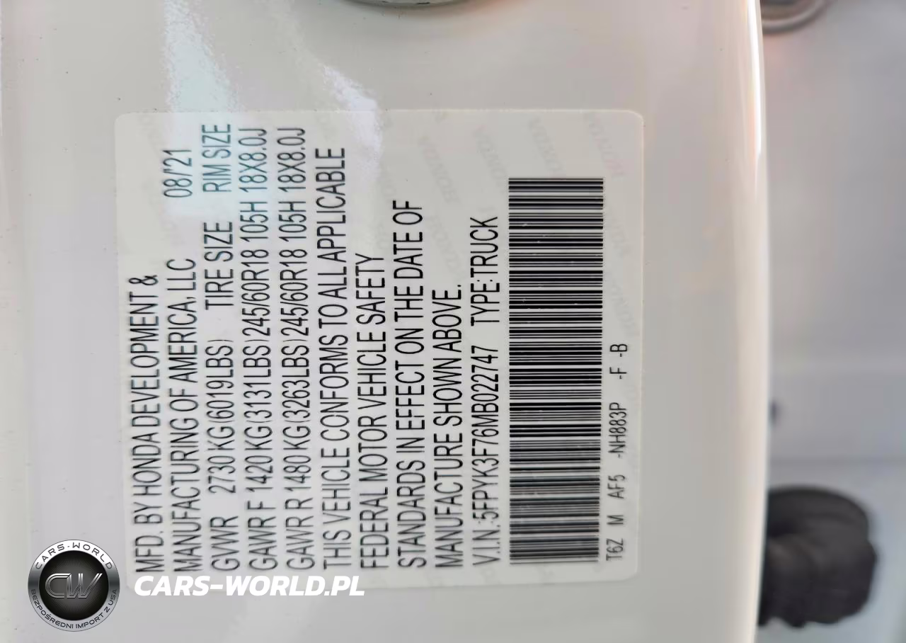 2021 Honda Ridgeline Rtl VIN:5FPYK3F76MB022747 - 12