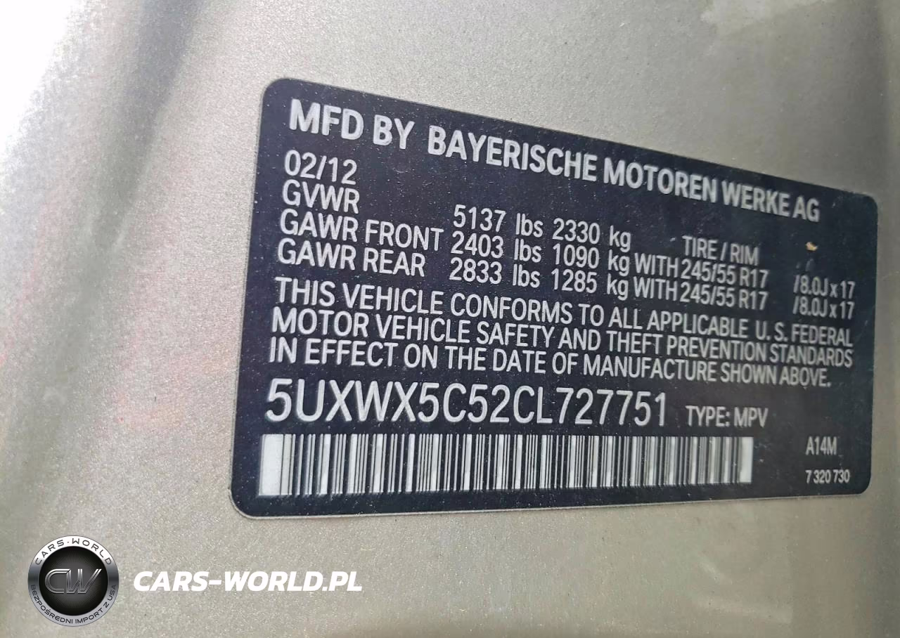 2012 BMW X3 xDrive28I VIN:5UXWX5C52CL727751 - 12