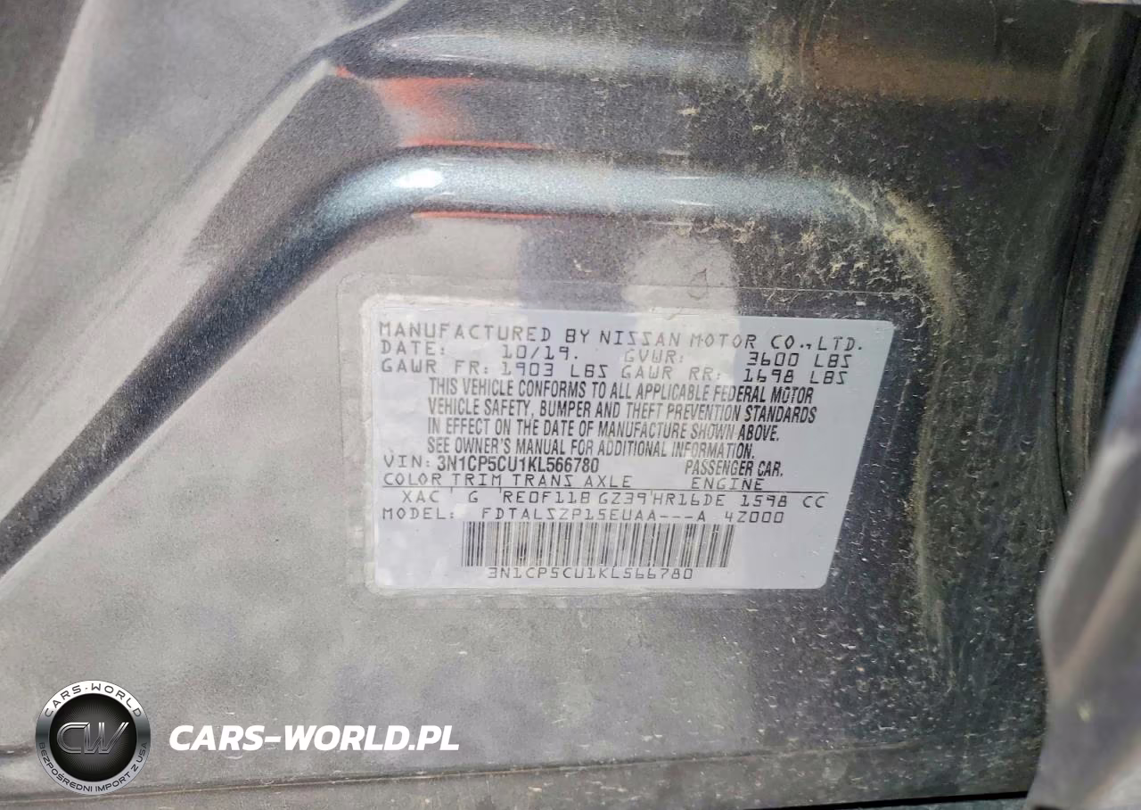 2019 Nissan Kicks Sv VIN:3N1CP5CU1KL566780 - 13