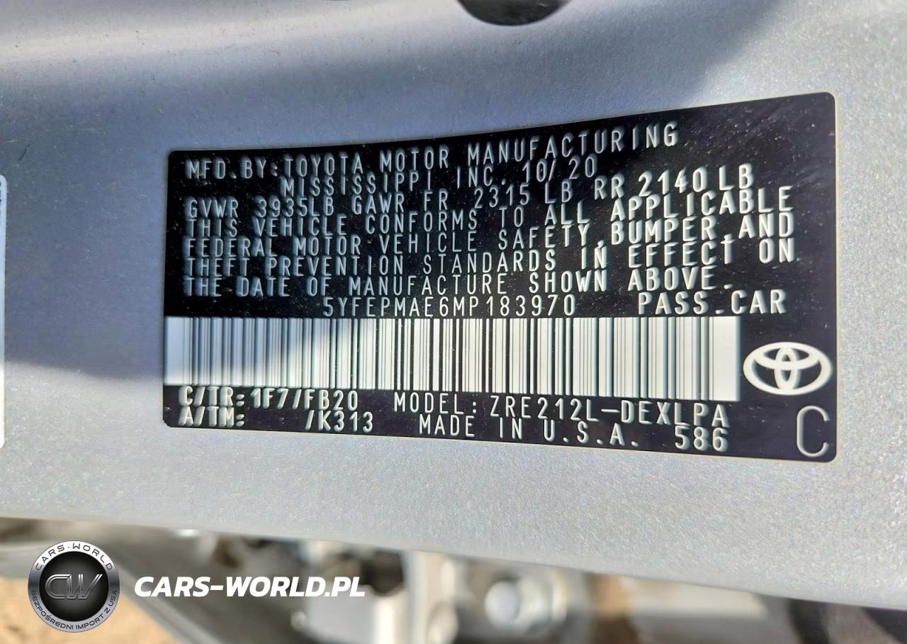 2021 Toyota Corolla Le VIN:5YFEPMAE6MP183970 - 12