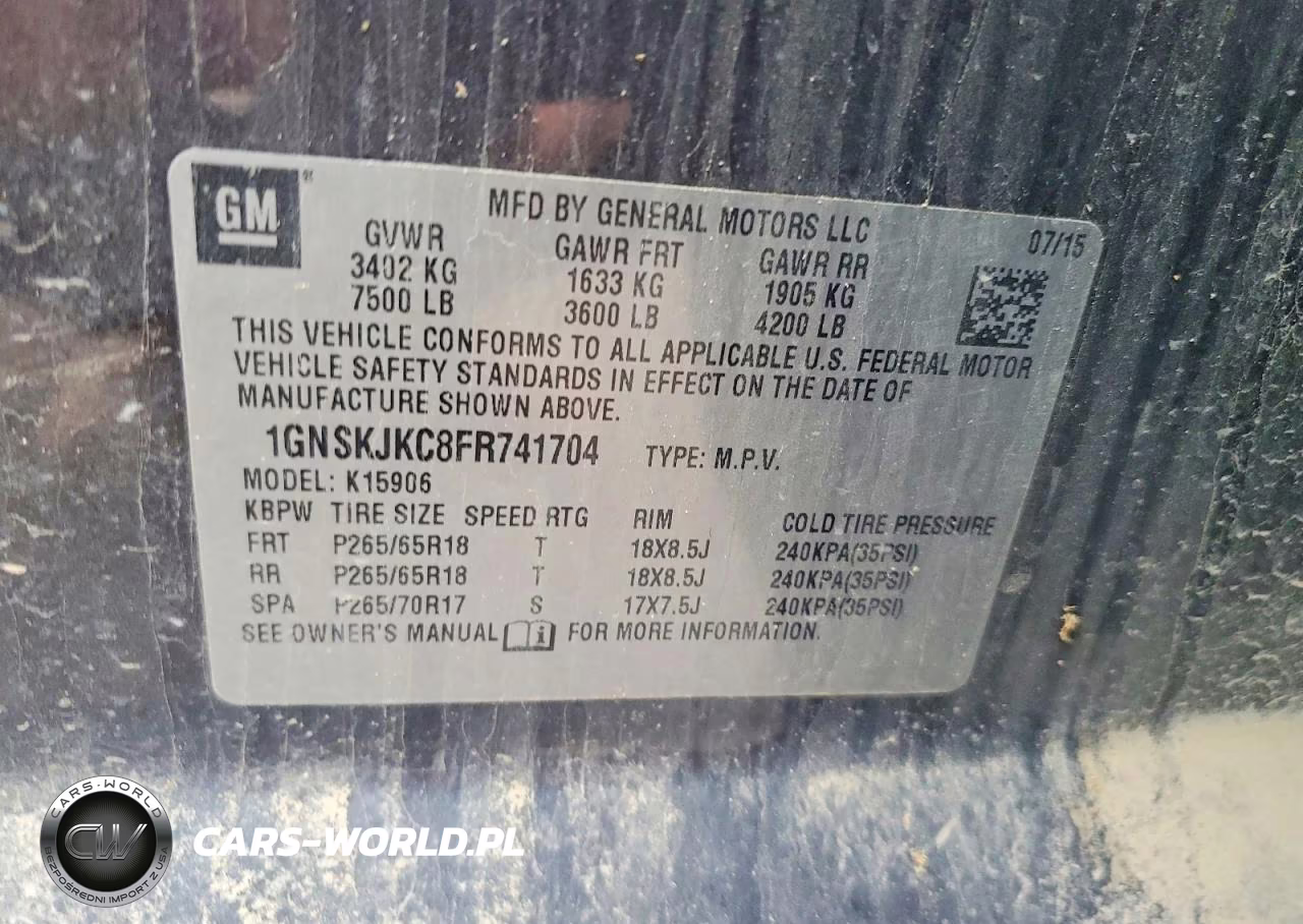 2015 Chevrolet Suburban K1500 Lt VIN:1GNSKJKC8FR741704 - 13