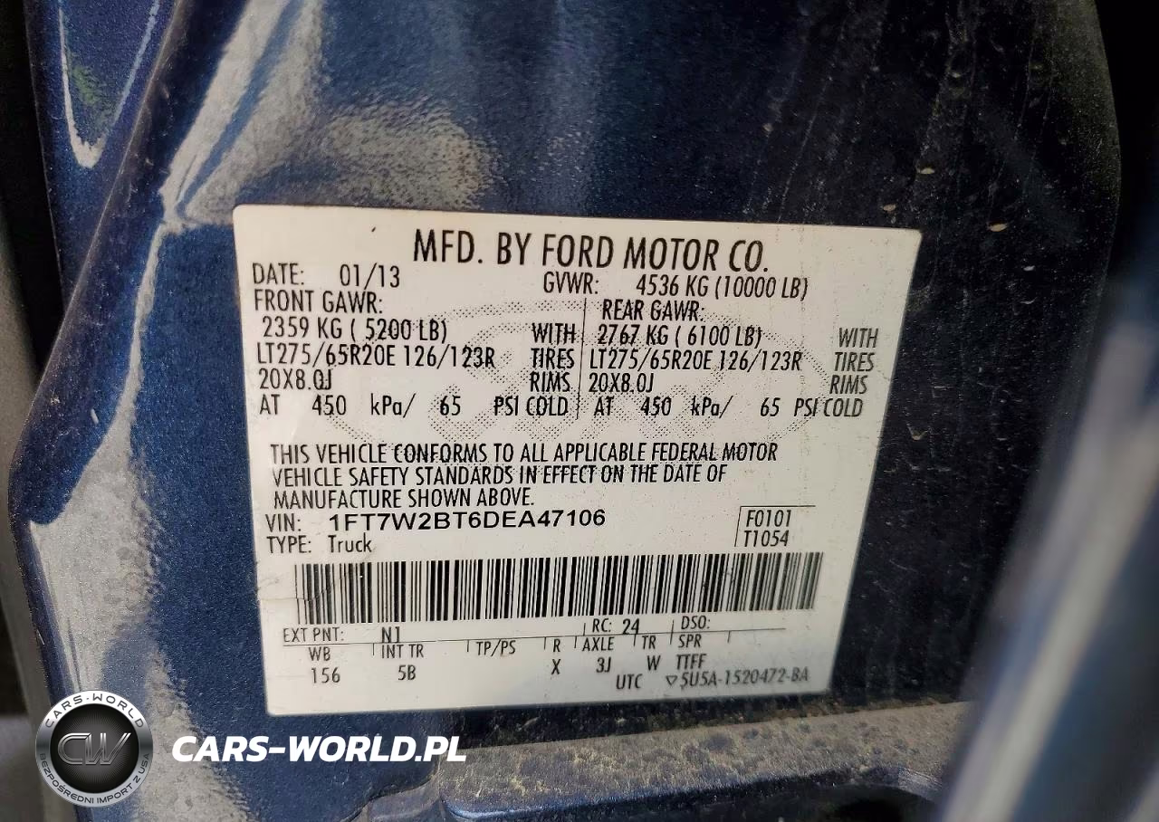 2013 Ford F250 Super Duty VIN:1FT7W2BT6DEA47106 - 12