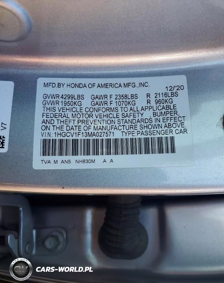 2021 Honda Accord Lx VIN:1HGCV1F13MA027571 - 12