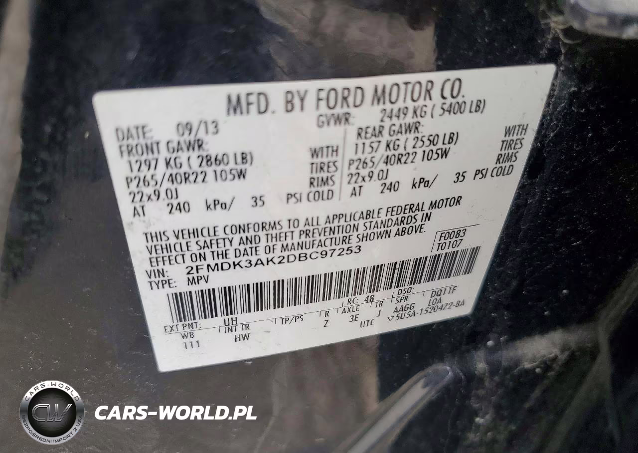 2013 Ford Edge Sport VIN:2FMDK3AK2DBC97253 - 13