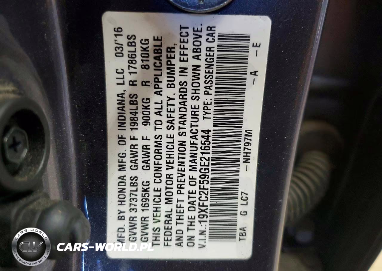 2016 Honda Civic Lx VIN:19XFC2F59GE216544 - 12