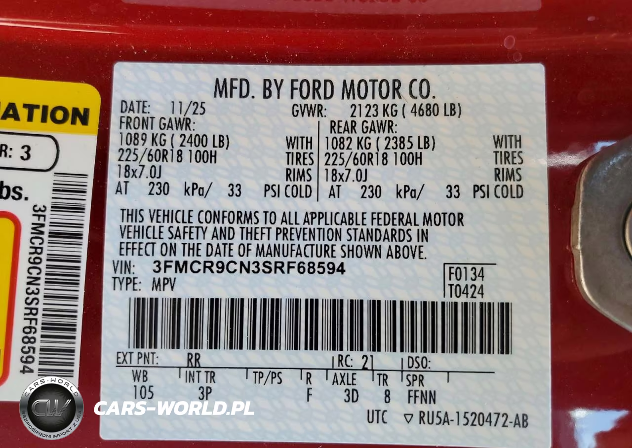 2025 Ford Bronco Sport Outer Banks VIN:3FMCR9CN3SRF68594 - 14