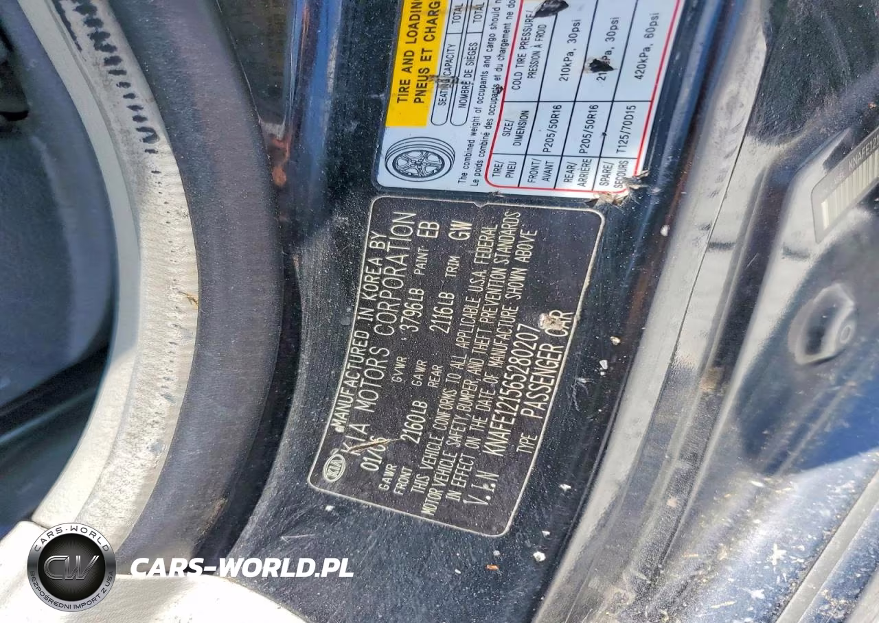 2006 Kia Spectra Ex VIN:KNAFE121565280207 - 12