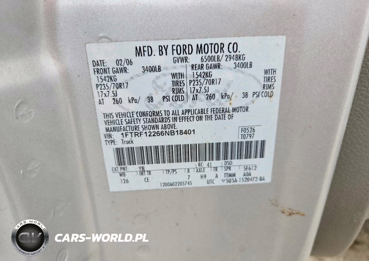 2006 Ford F150 VIN:1FTRF12266NB18401 - 12