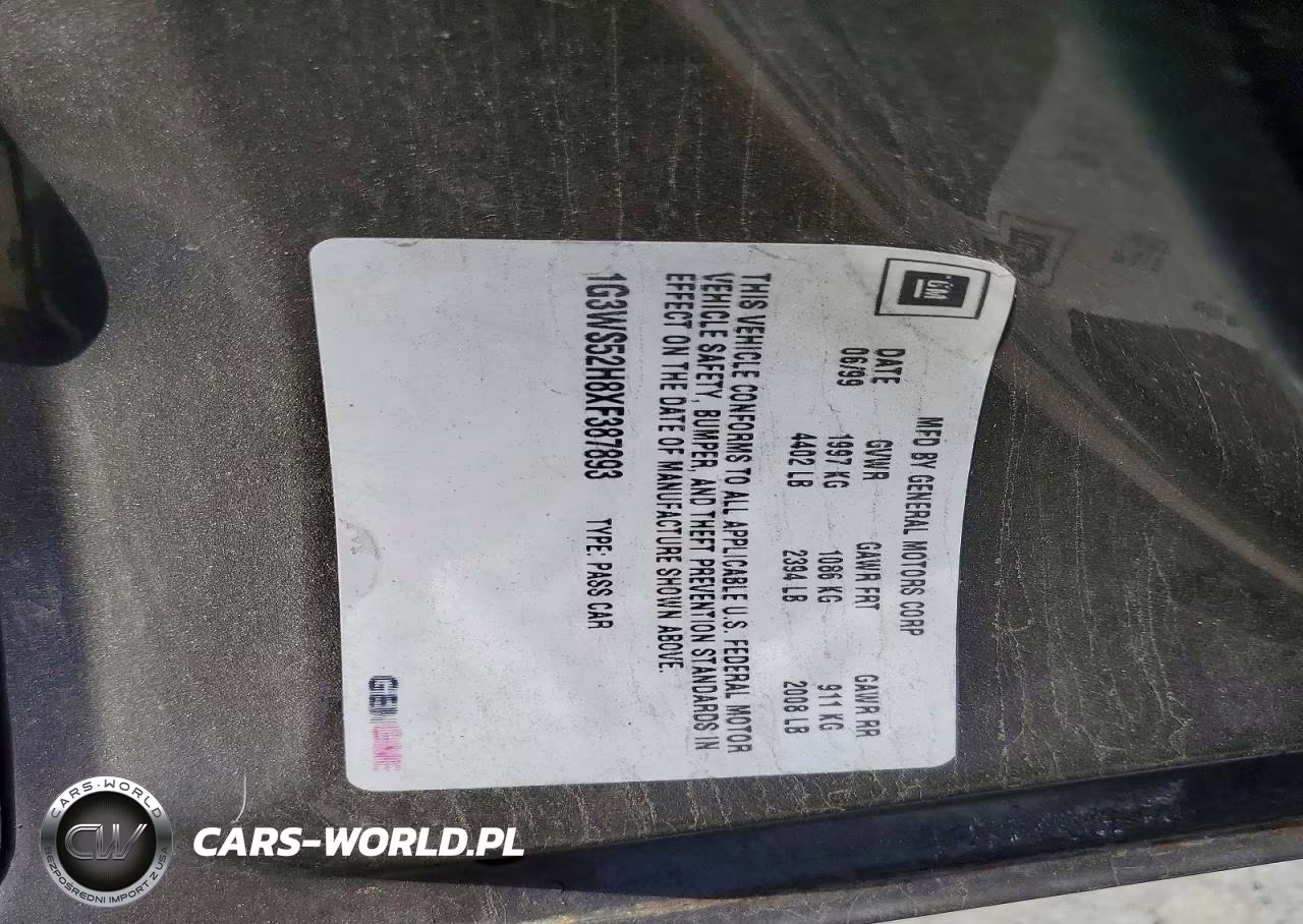 1999 Oldsmobile Intrigue Gl VIN:1G3WS52H8XF387893 - 12
