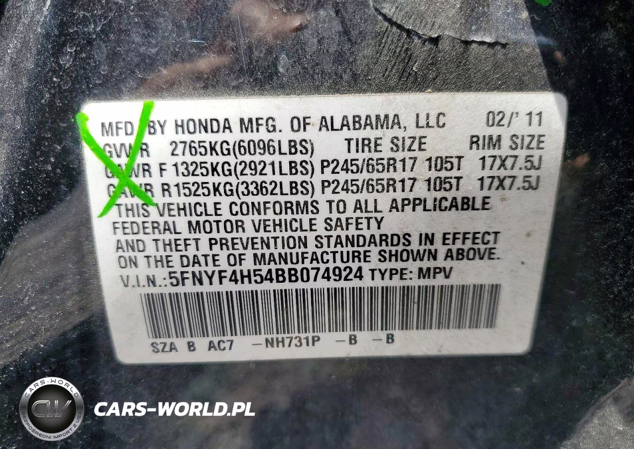 2011 Honda Pilot Exl VIN:5FNYF4H54BB074924 - 13