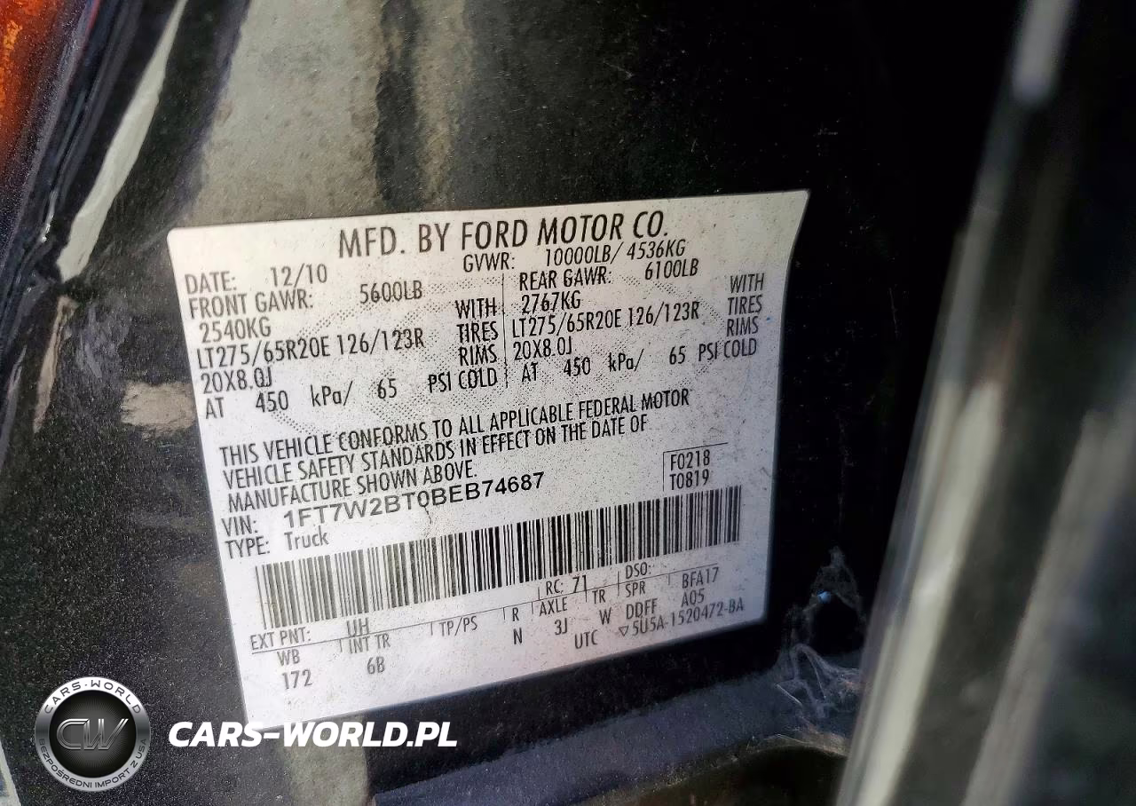 2011 Ford F250 Super Duty VIN:1FT7W2BT0BEB74687 - 12