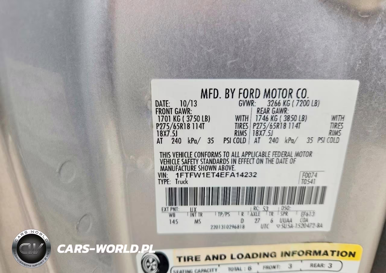 2014 Ford F150 Supercrew VIN:1FTFW1ET4EFA14232 - 13