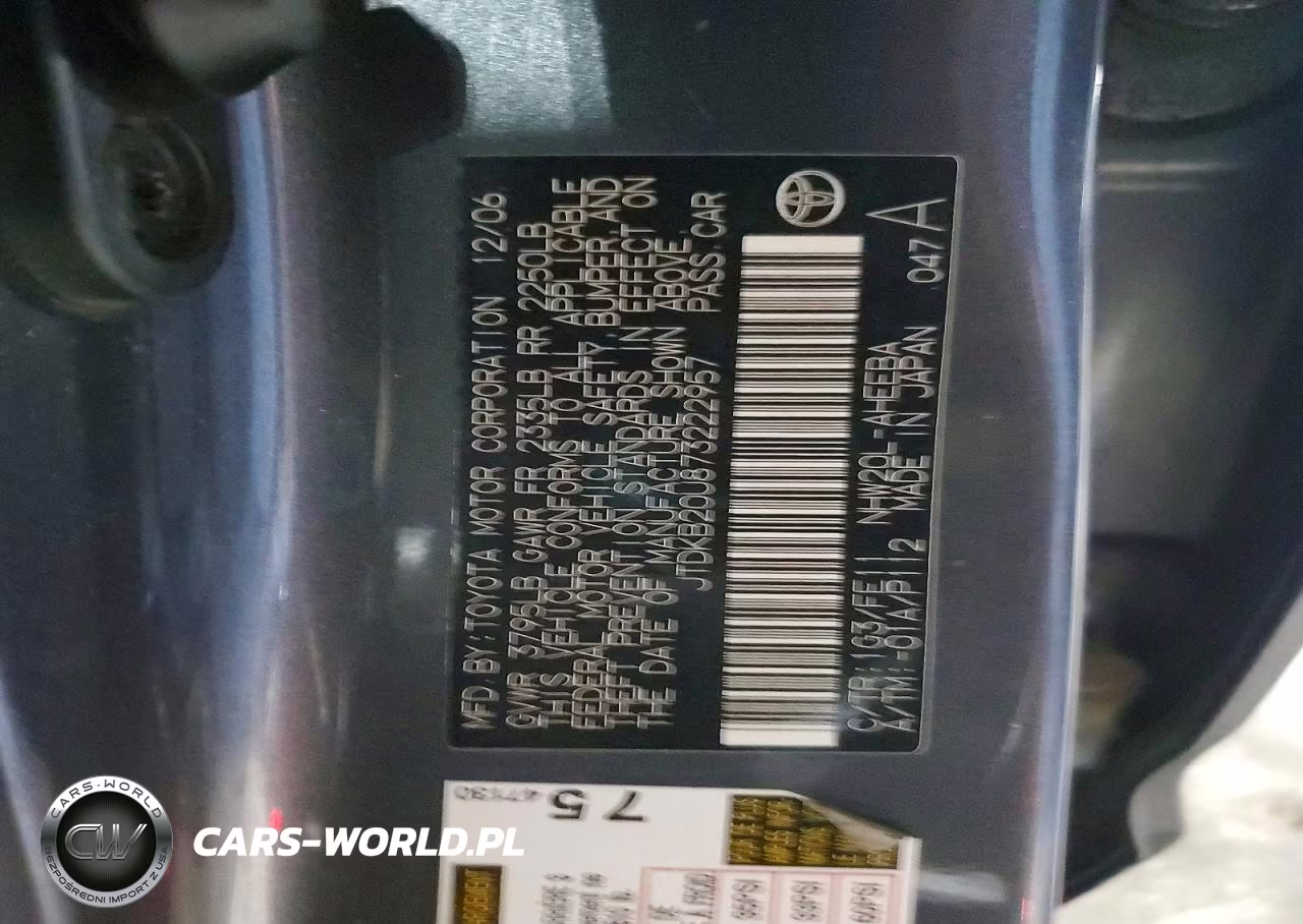 2007 Toyota Prius Base VIN:JTDKB20U873222957 - 12