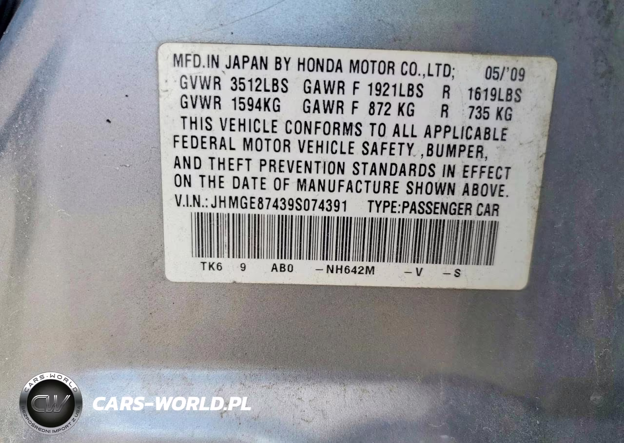 2009 Honda Fit Sport VIN:JHMGE87439S074391 - 12