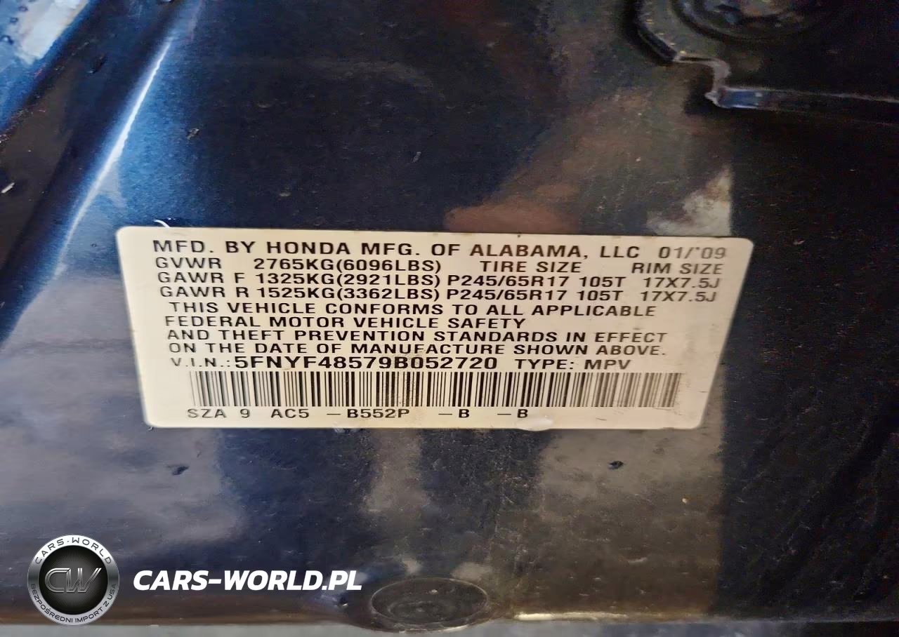 2009 Honda Pilot Exl VIN:5FNYF48579B052720 - 13