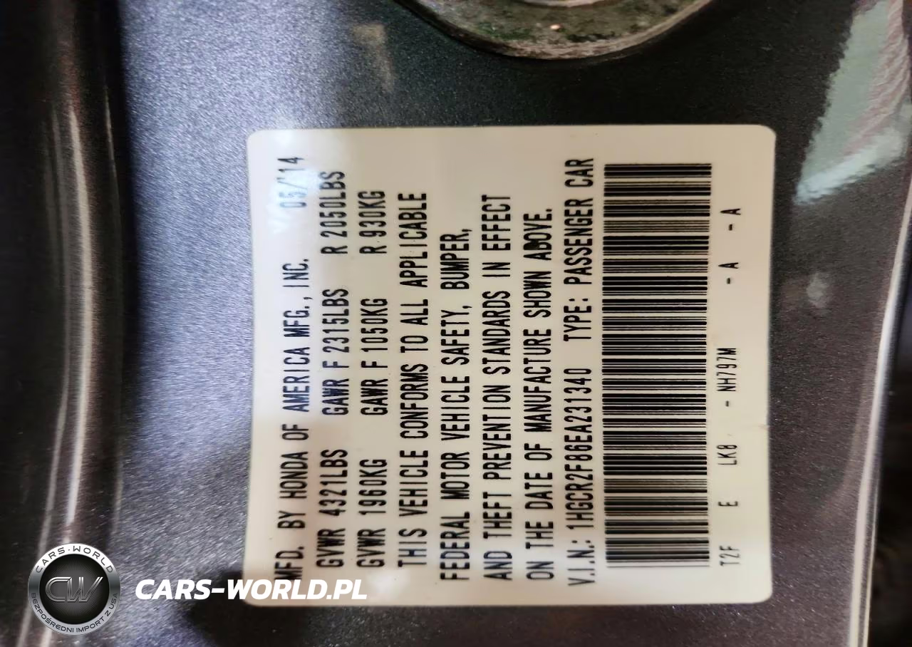 2014 Honda Accord Exl VIN:1HGCR2F86EA231340 - 13