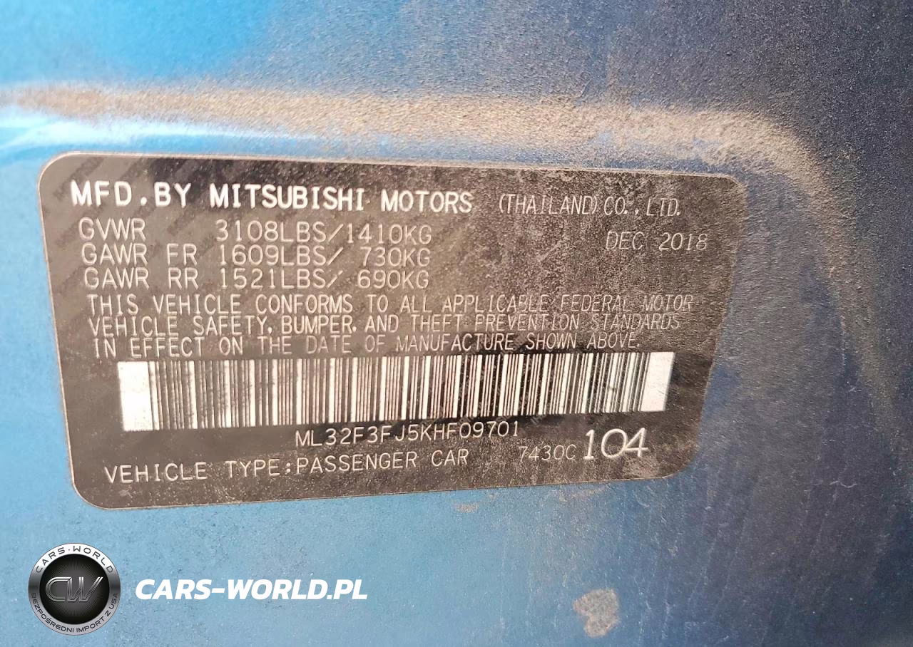 2019 Mitsubishi Mirage G4 Es VIN:ML32F3FJ5KHF09701 - 12