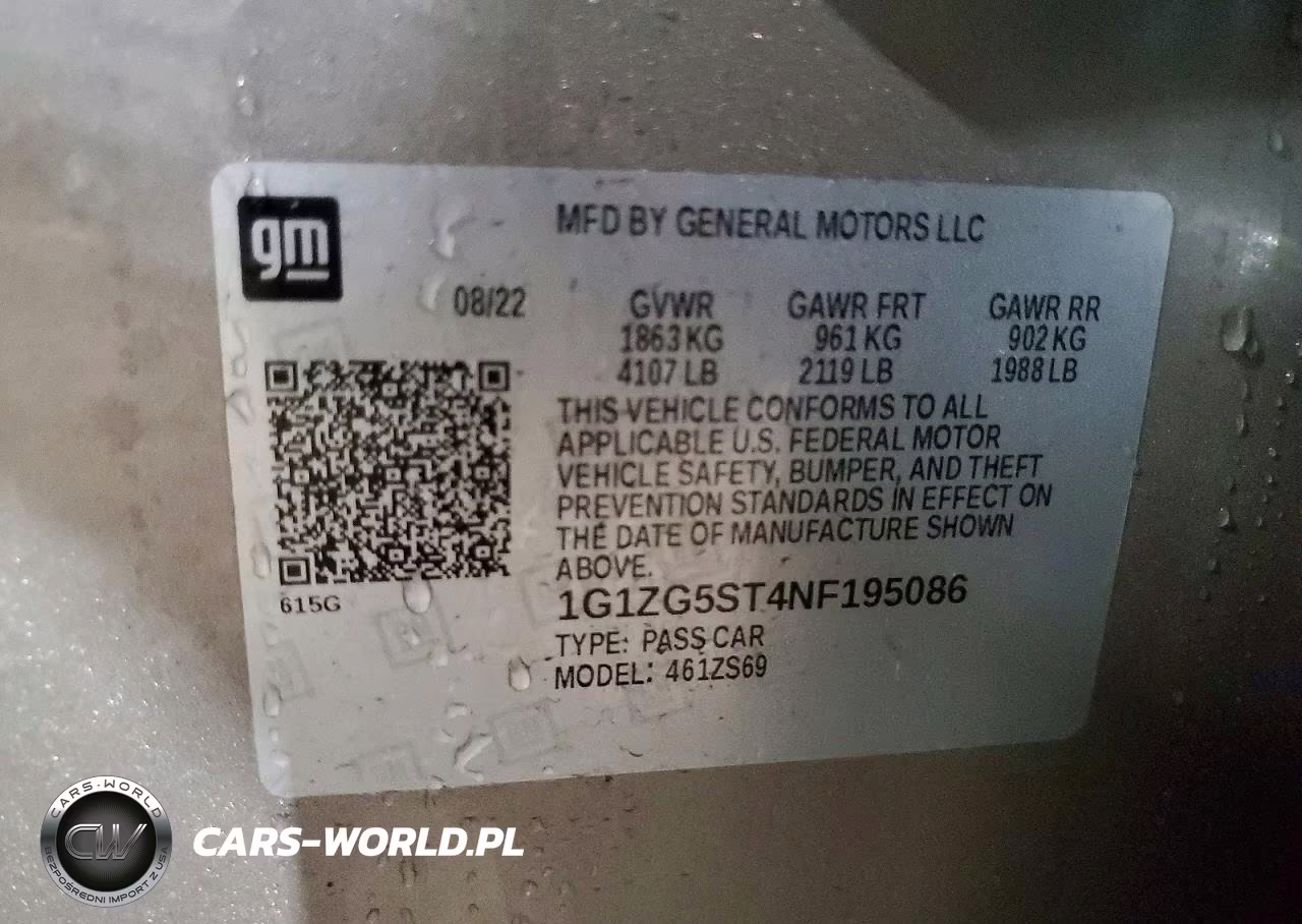2022 Chevrolet Malibu Rs VIN:1G1ZG5ST4NF195086 - 13