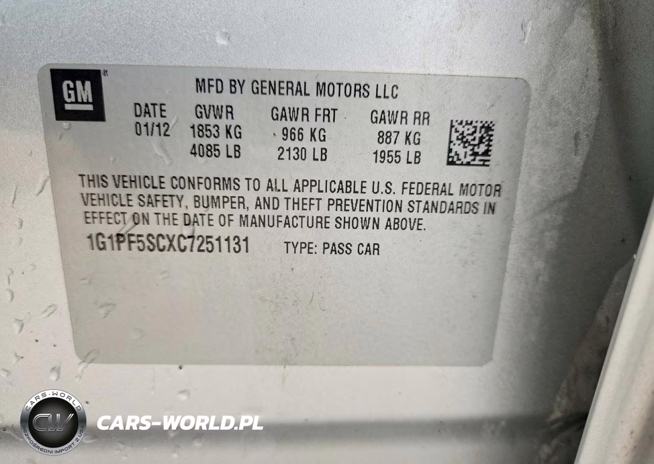2012 Chevrolet Cruze Lt VIN:1G1PF5SCXC7251131 - 12