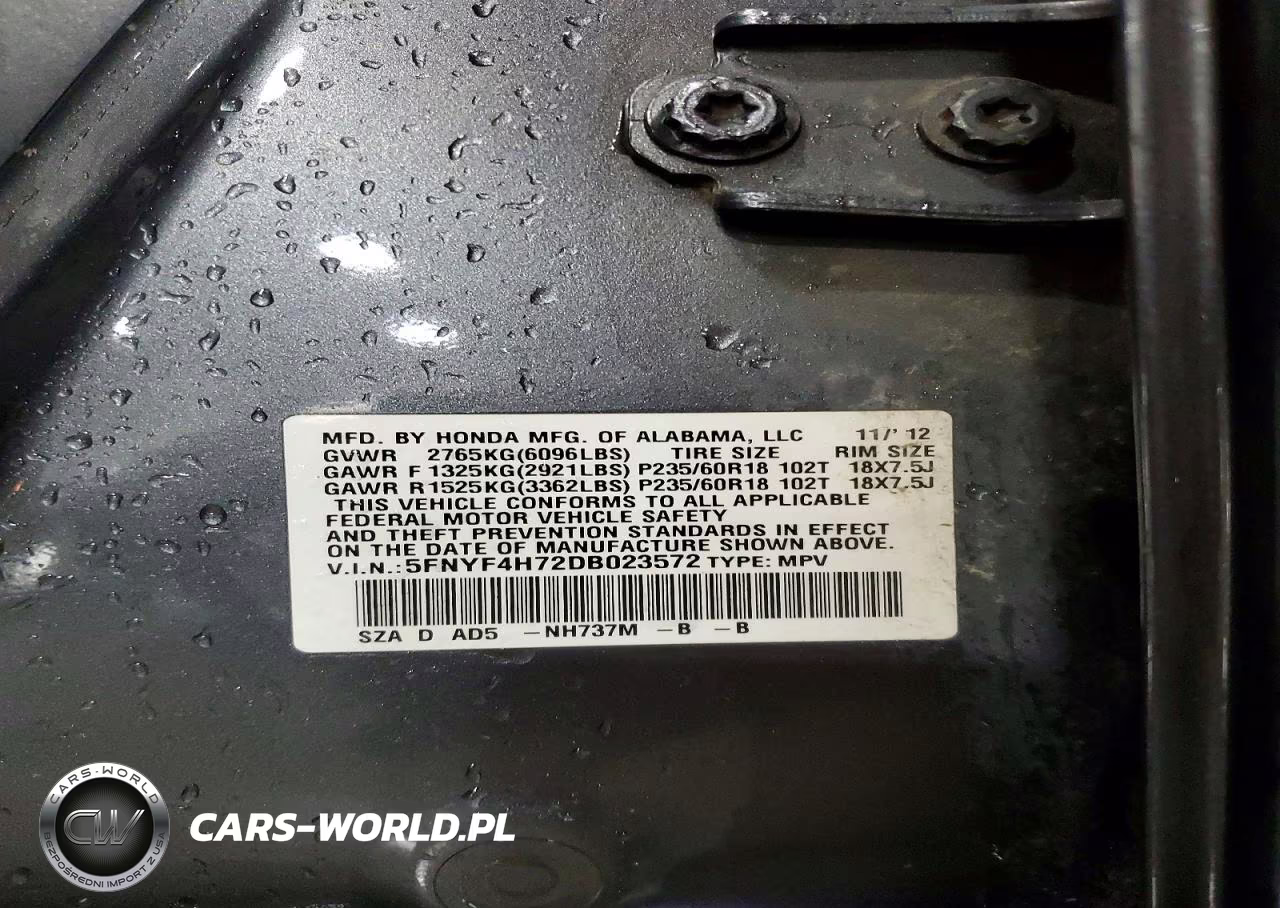 2013 Honda Pilot Exln VIN:5FNYF4H72DB023572 - 13