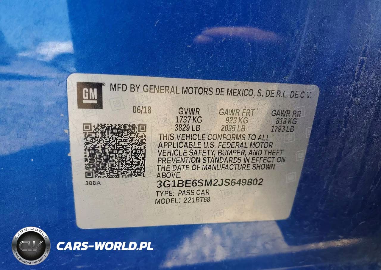 2018 Chevrolet Cruze Lt VIN:3G1BE6SM2JS649802 - 12