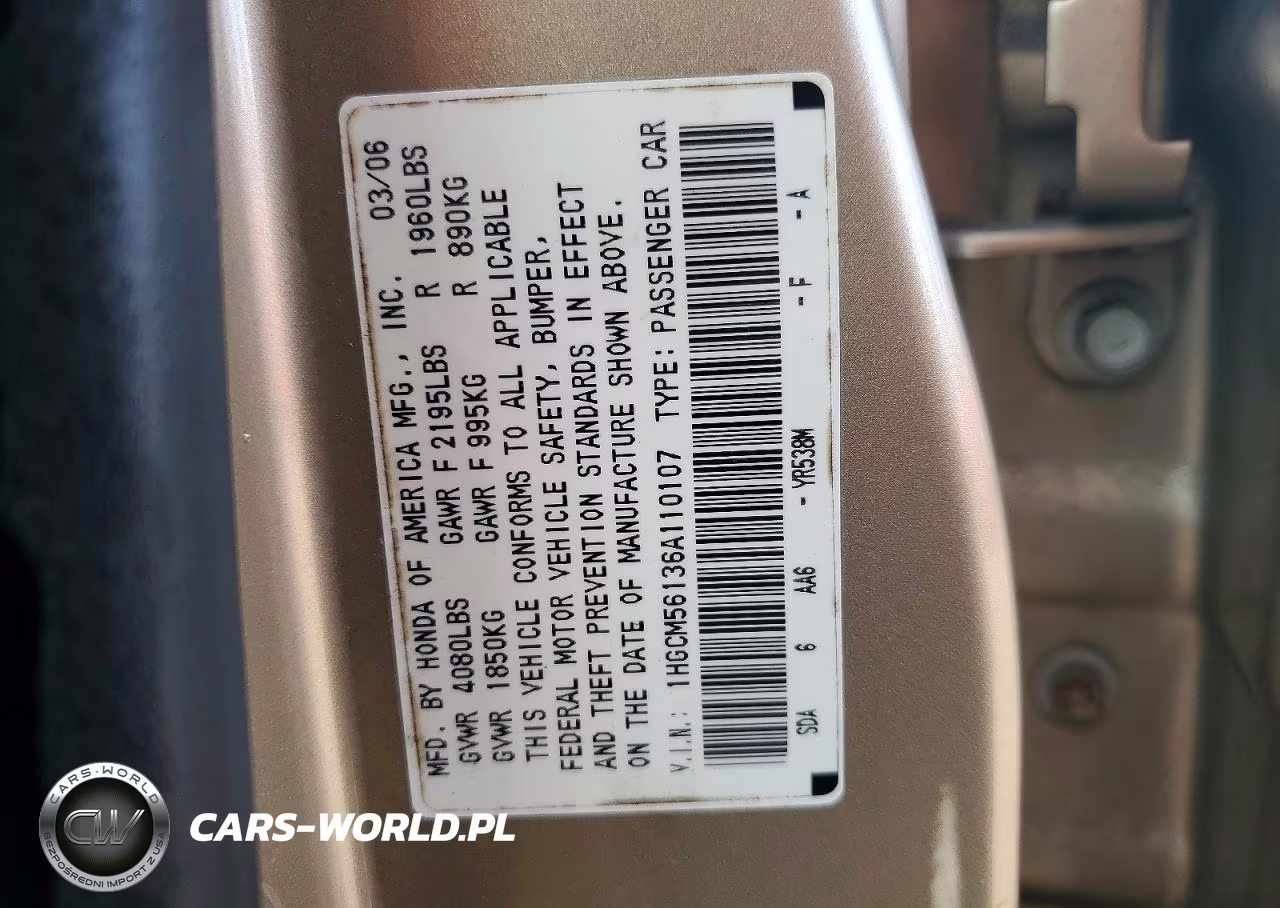 2006 Honda Accord Value VIN:1HGCM56136A110107 - 12