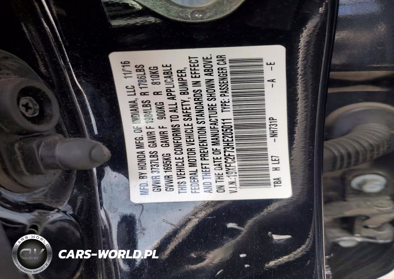 2017 Honda Civic Ex VIN:19XFC2F73HE205011 - 12