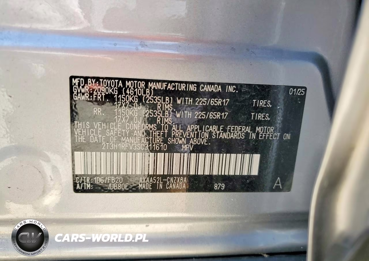 2025 Toyota Rav4 Le VIN:2T3H1RFV3SC311610 - 12